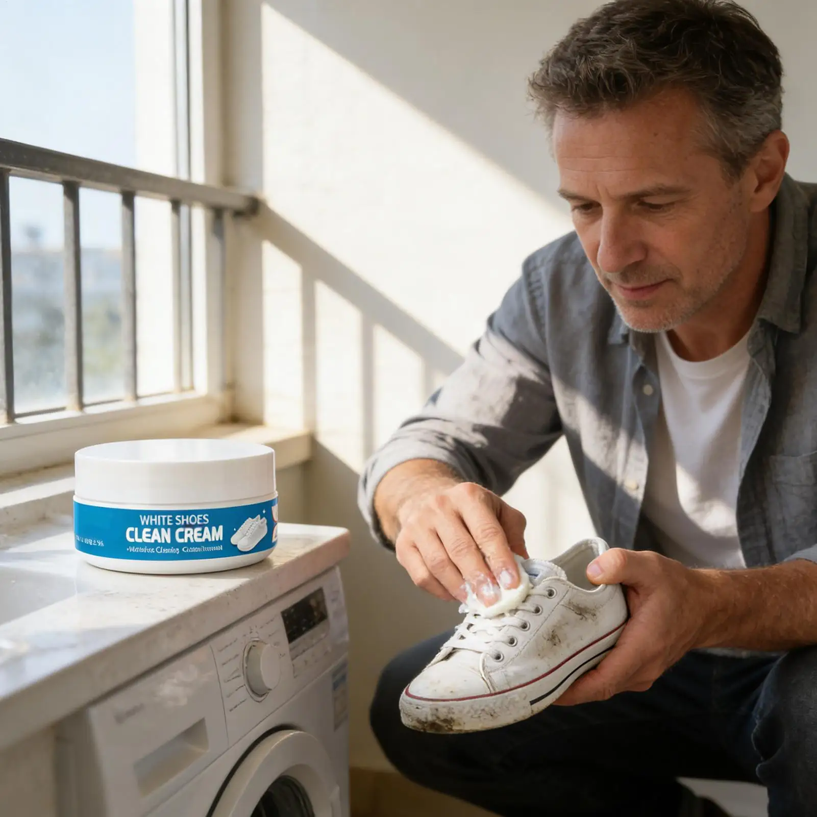White Shoe Cleaner Cream 160g With Sponge Stain Remover Cleaning Treater No Rinsing Required For Canvas Rubber Canvas Sole Stain thumbnail 3
