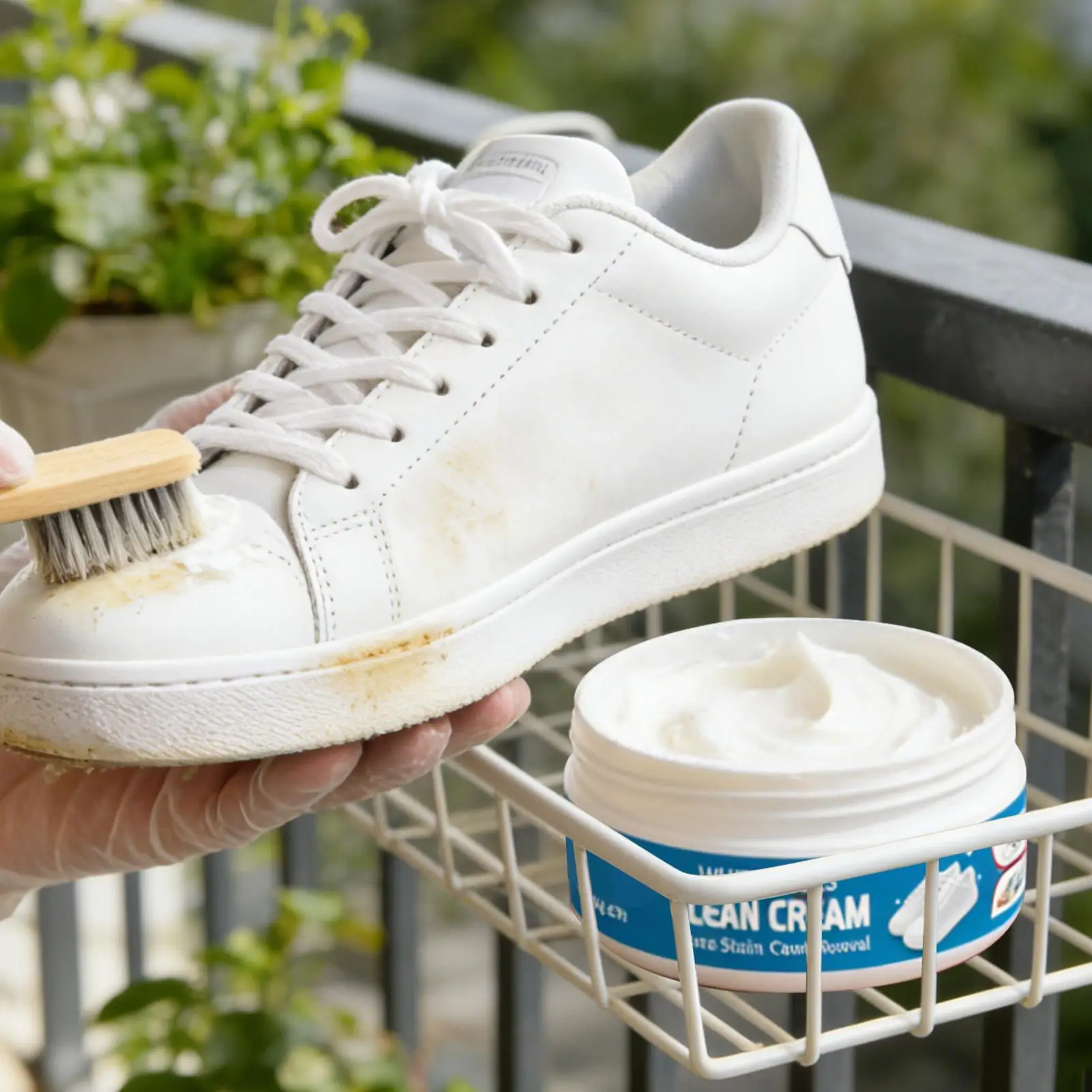 White Shoe Cleaner Cream 160g With Sponge Stain Remover Cleaning Treater No Rinsing Required For Canvas Rubber Canvas Sole Stain thumbnail 2