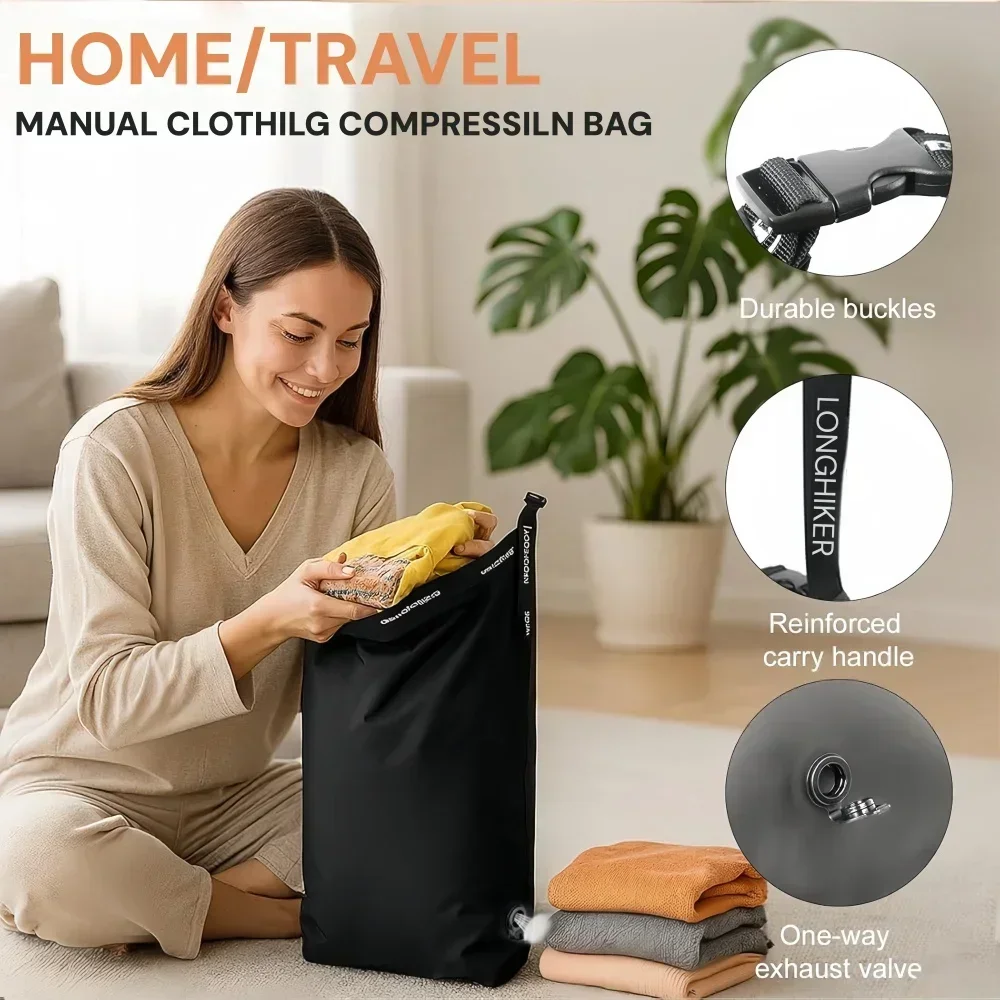 Hand Roll Compression Storage Bag Travel Luggage cubes Vacuum Bags 50% Space Save Reusable Clothes organizer Sealed Packing Bag thumbnail 4