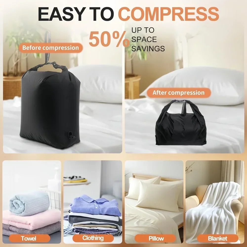 Hand Roll Compression Storage Bag Travel Luggage cubes Vacuum Bags 50% Space Save Reusable Clothes organizer Sealed Packing Bag thumbnail 2