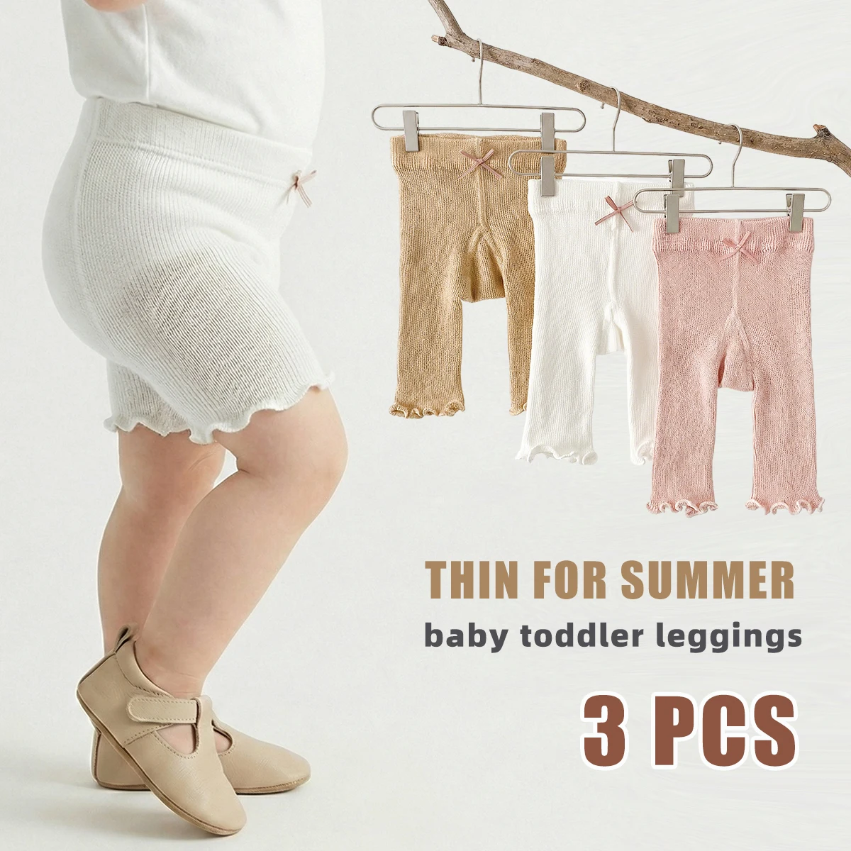 3 PCS  kids tights Baby shorts, baby girl leggings, thin style for summer, lightweight and comfortable, simple and versatile.