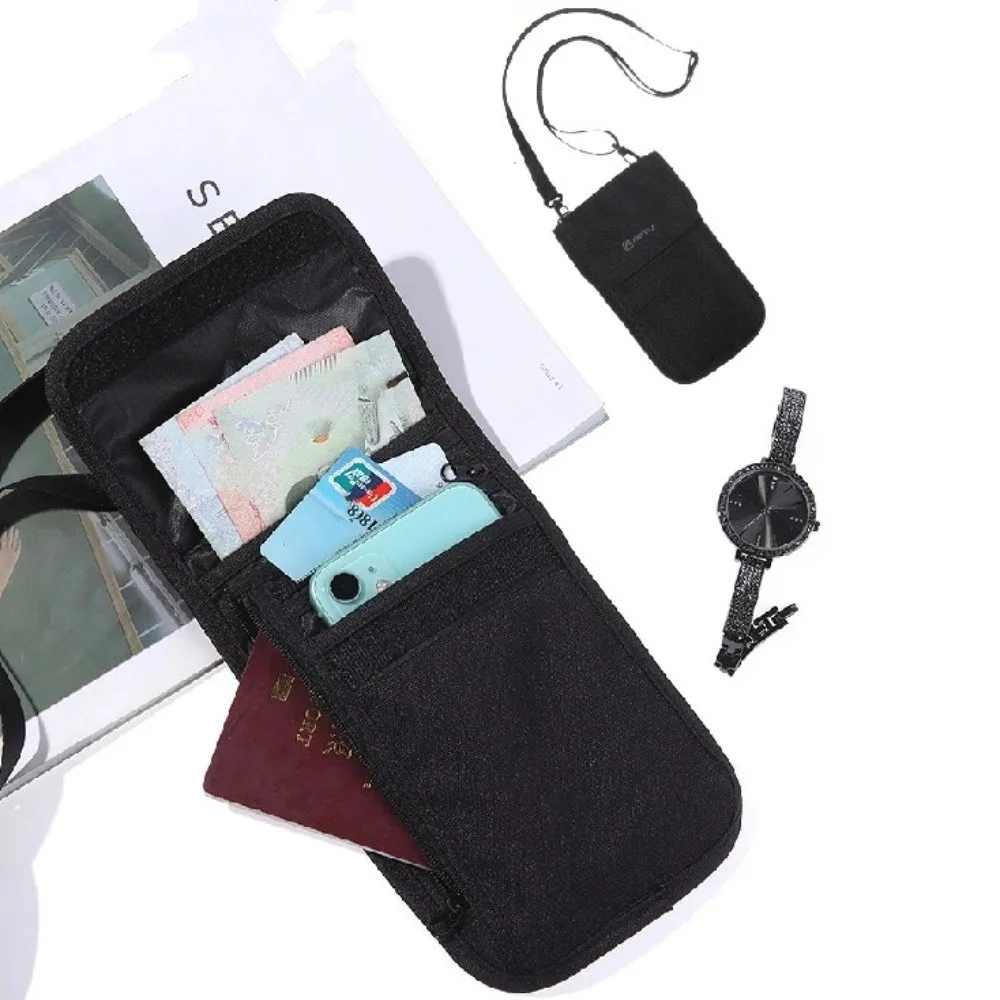 Travel Accessories Travel Wallet Nylon Khaki Black Passport Wallet Zipper Passport Protective Cover Travel Neck Pouch thumbnail 2