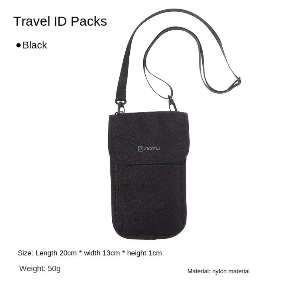 Travel Accessories Travel Wallet Nylon Khaki Black Passport Wallet Zipper Passport Protective Cover Travel Neck Pouch thumbnail 3