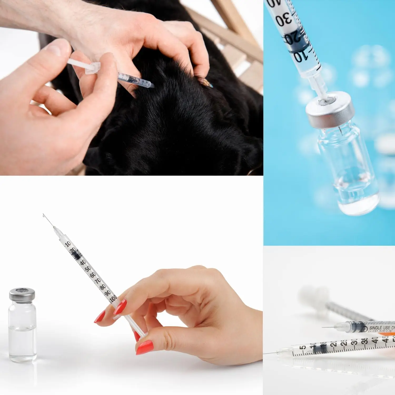 50-pack of 0.5ml disposable plastic veterinary syringes with needles, suitable for pets and farm animals; manual-action syringes thumbnail 3