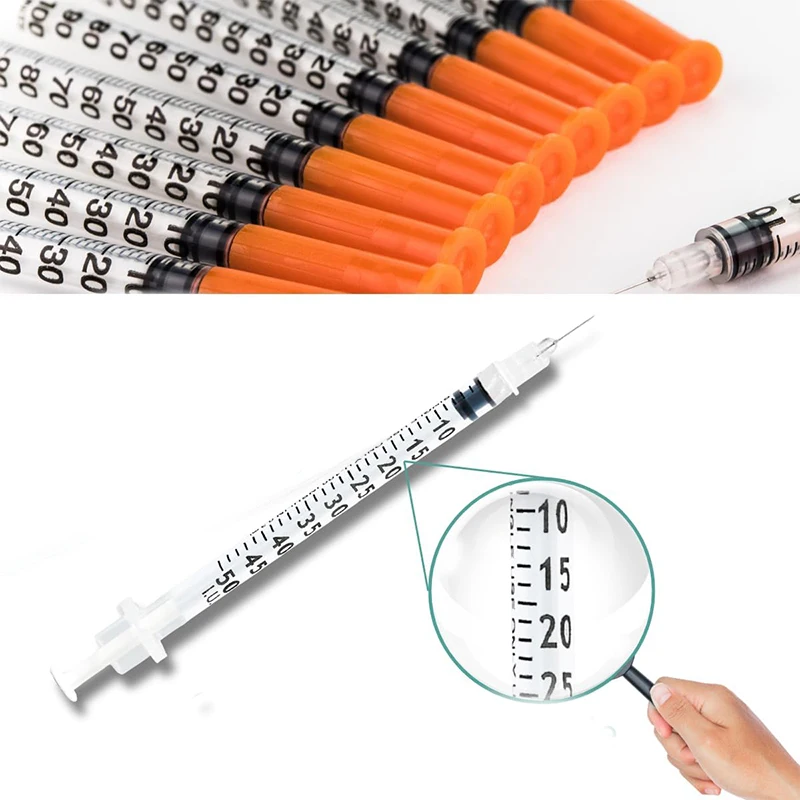 50-pack of 0.5ml disposable plastic veterinary syringes with needles, suitable for pets and farm animals; manual-action syringes thumbnail 5