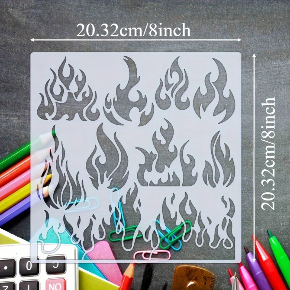 1Pc Large Flame Stencil Reusable Soft Plastic Template for DIY Wall Art Home Decor Painting on Wood Canvas Fabric thumbnail 2