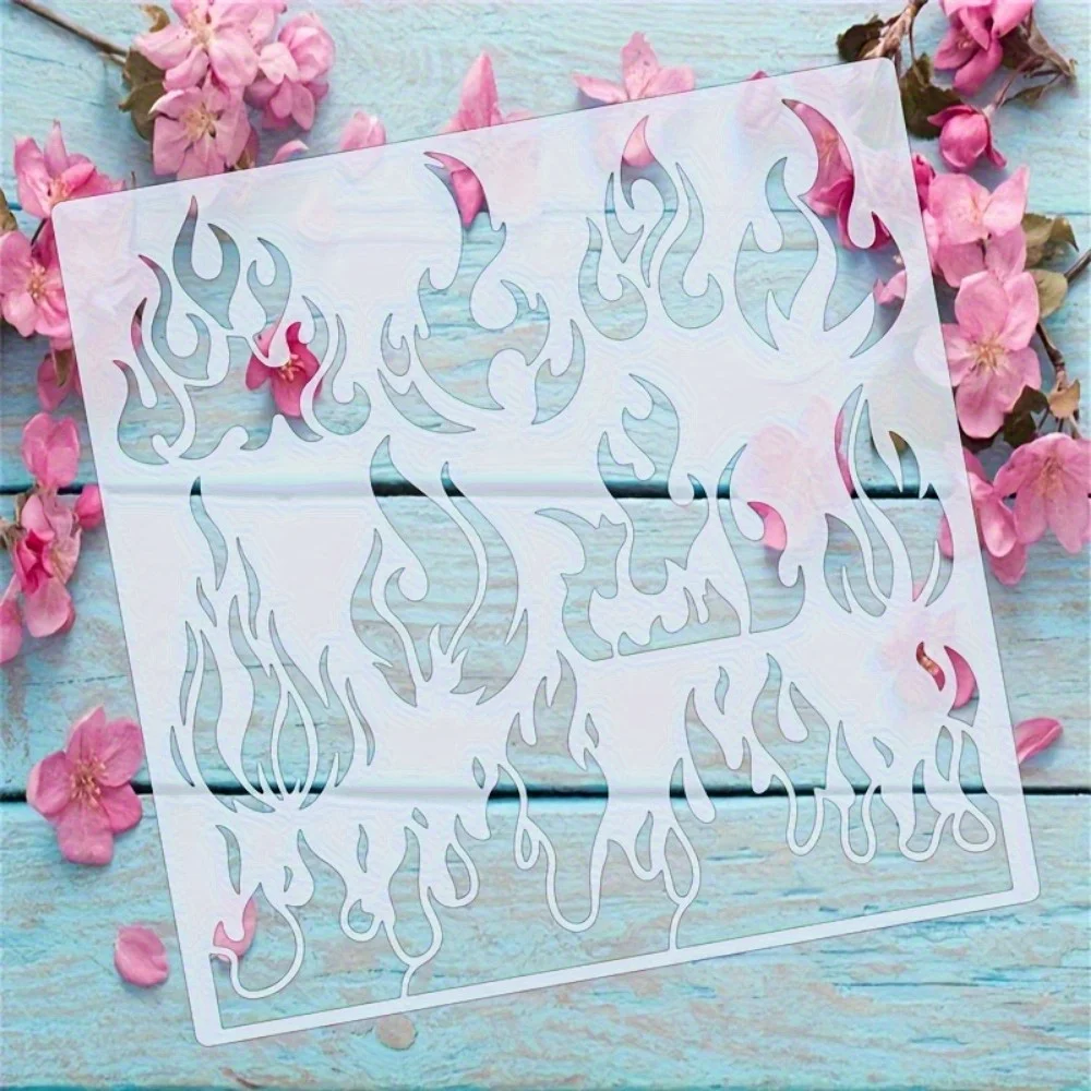 1Pc Large Flame Stencil Reusable Soft Plastic Template for DIY Wall Art Home Decor Painting on Wood Canvas Fabric thumbnail 3