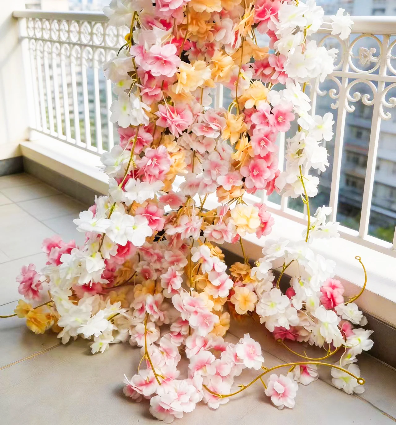 180CM Artificial Sakura Flowers Vine Wedding Garden Rose Arch Home Party Decor Indoor Outdoor Bridal Fake Silk Scrapbook Plants thumbnail 4