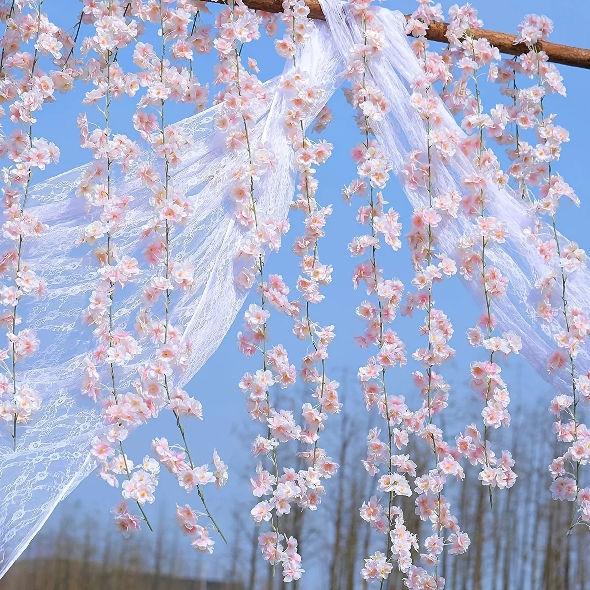 180CM Artificial Sakura Flowers Vine Wedding Garden Rose Arch Home Party Decor Indoor Outdoor Bridal Fake Silk Scrapbook Plants