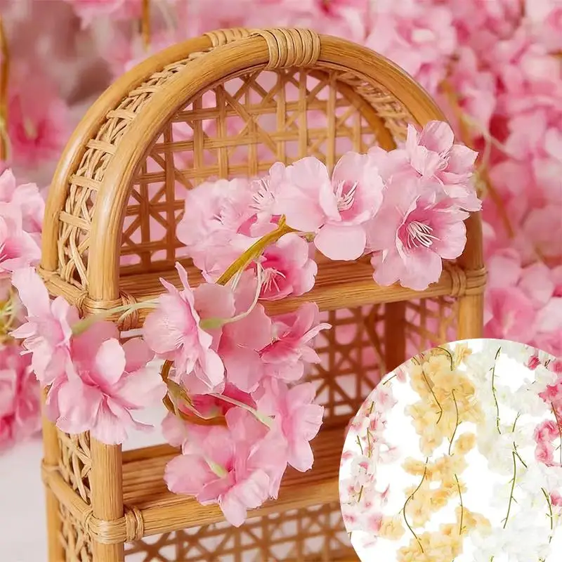 180CM Artificial Sakura Flowers Vine Wedding Garden Rose Arch Home Party Decor Indoor Outdoor Bridal Fake Silk Scrapbook Plants thumbnail 5
