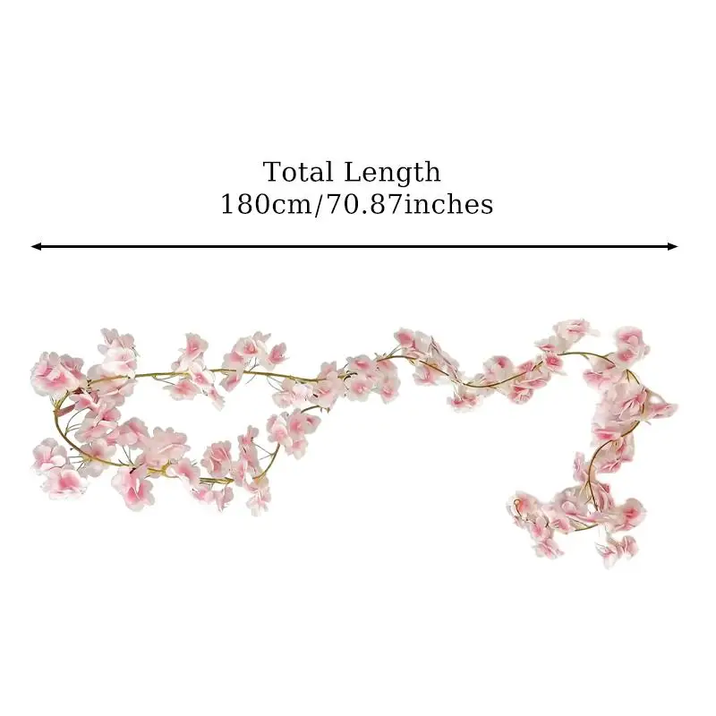 180CM Artificial Sakura Flowers Vine Wedding Garden Rose Arch Home Party Decor Indoor Outdoor Bridal Fake Silk Scrapbook Plants thumbnail 2