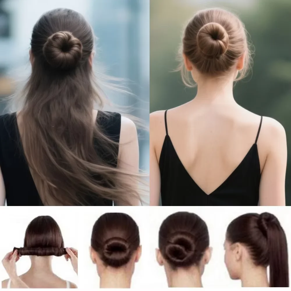 2 Pcs Hair Accessories Synthetic Wig Donuts with 1 Pc Hair Comb Head Band French Twist Magic DIY Tool for Women Girl thumbnail 2