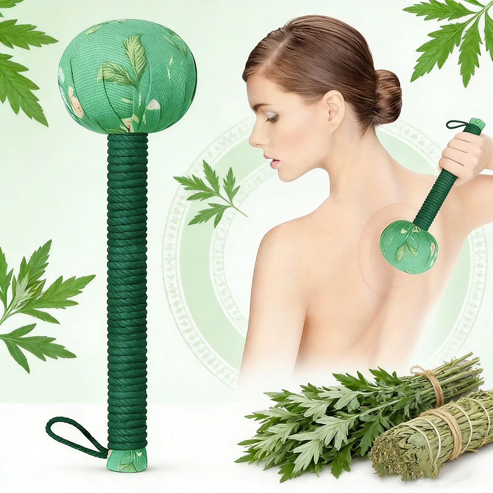 Long-Handled Wormwood Meridian Massage Hammer Health Hammer For Lymphatic Drainage Manual Full Body Back Relief Stress Reduction thumbnail 3