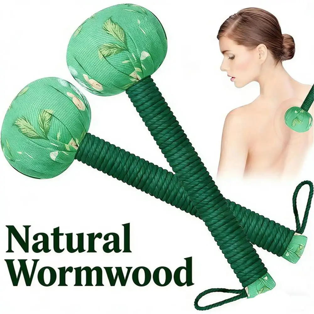 Long-Handled Wormwood Meridian Massage Hammer Health Hammer For Lymphatic Drainage Manual Full Body Back Relief Stress Reduction