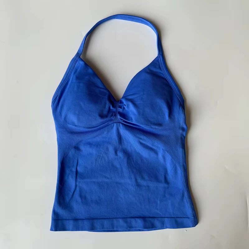 2Pcs Gym Set Women Backless Tank Tops High Waist Scrunch Seamless Shorts Gym Suit Fitness Clothes Activewear Workout Set thumbnail 5