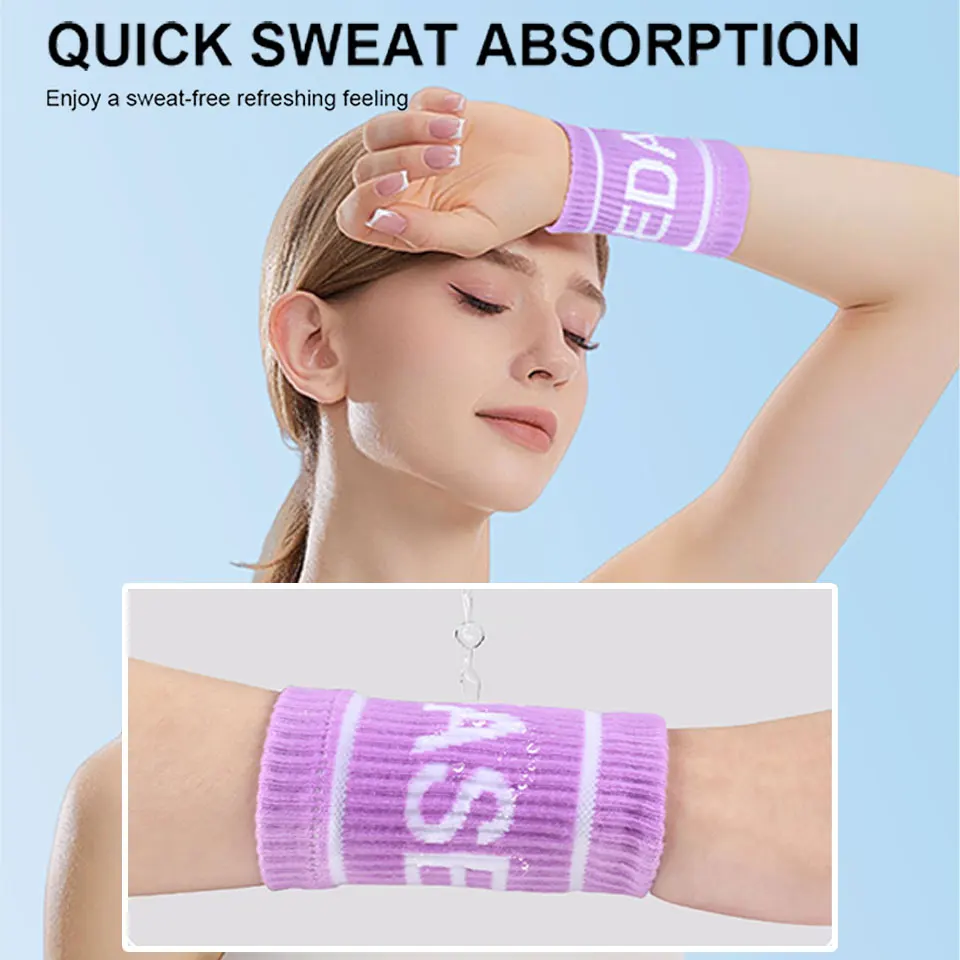 1 Pair Elastic Sport Wristband Basketball Volleyball Wrist Guard Golf Tennis Sweatband Wrist Band Fashion Colorful Wrist Support thumbnail 5
