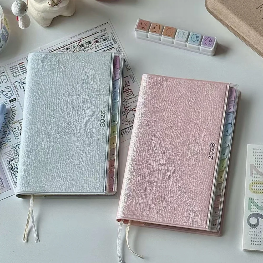 Calendar Notebook Diary  Planner With Rainbow Index Cortical Schedule Handbook High Value Monthly Weekly Plan Work Notes