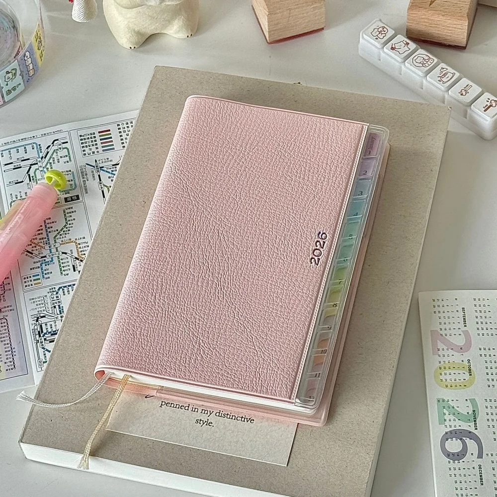 Calendar Notebook Diary  Planner With Rainbow Index Cortical Schedule Handbook High Value Monthly Weekly Plan Work Notes thumbnail 3