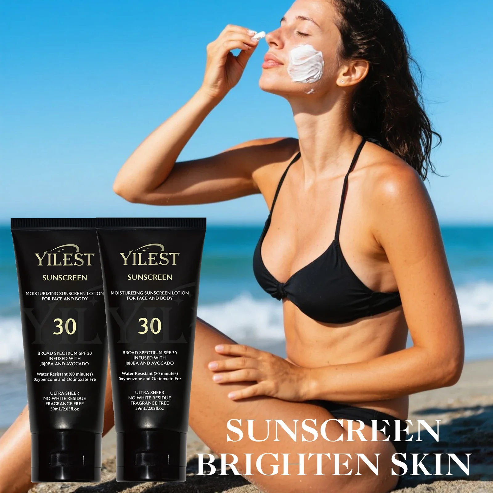 SPF 30 Broad Spectrum Moisturizing Sunscreen Lotion 59g - Water Resistant, Non-Greasy, No White Cast for Face & Body. thumbnail 5