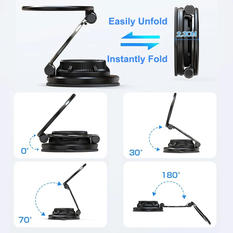 HAPPORIA Magnetic Vacuum Car Phone Holder 360 Adjustable Strong Suction Mount Foldable Stand for iPhone Samsung Universal thumbnail 6