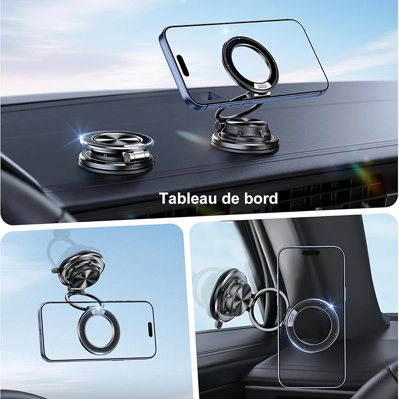 HAPPORIA Magnetic Vacuum Car Phone Holder 360 Adjustable Strong Suction Mount Foldable Stand for iPhone Samsung Universal thumbnail 3