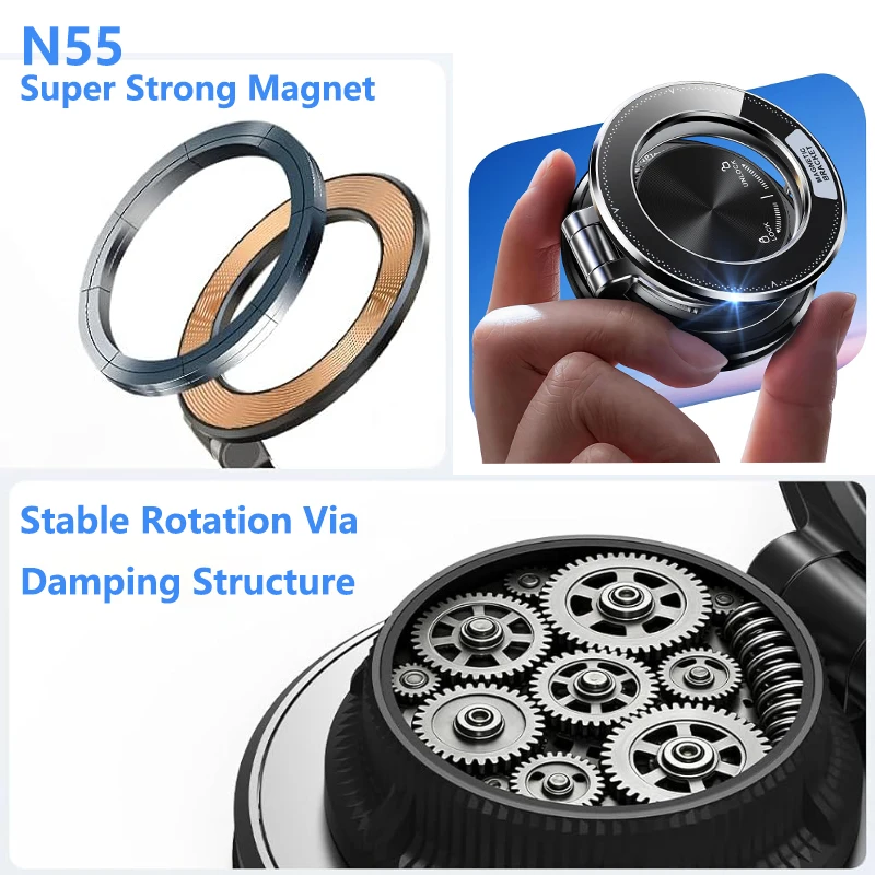 HAPPORIA Magnetic Vacuum Car Phone Holder 360 Adjustable Strong Suction Mount Foldable Stand for iPhone Samsung Universal thumbnail 2