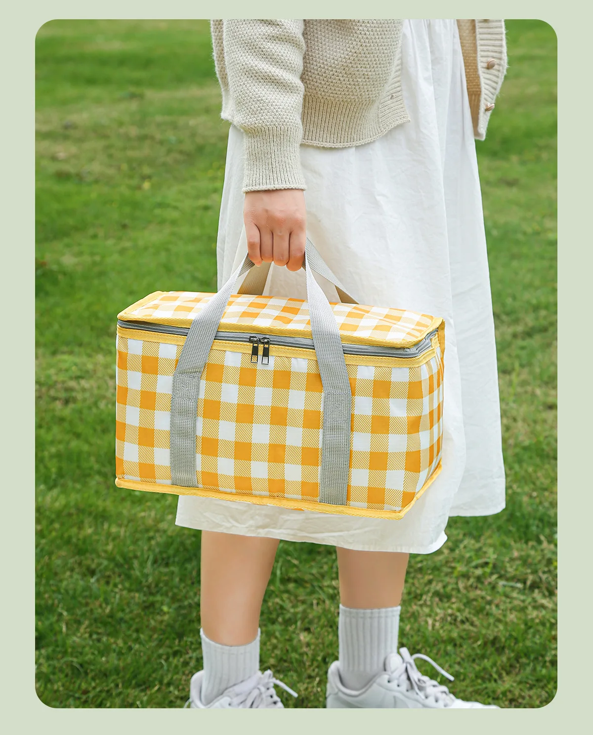 Large Capacity Insulated Picnic Bag Outdoor Camping Picnic Basket Portable Travel Lunch Bag Tote Handbag Food Thermal Cooler Bag thumbnail 3