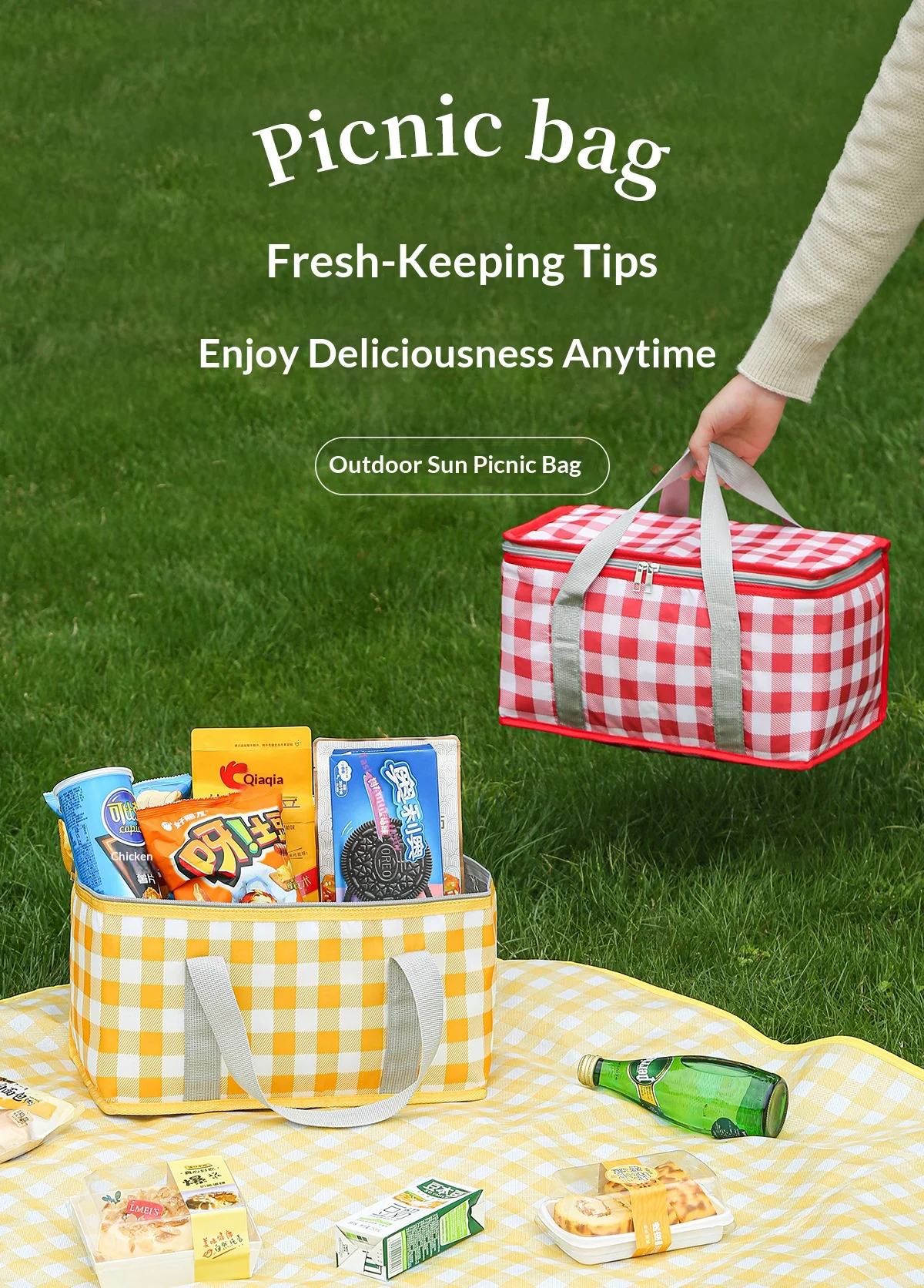 Large Capacity Insulated Picnic Bag Outdoor Camping Picnic Basket Portable Travel Lunch Bag Tote Handbag Food Thermal Cooler Bag thumbnail 5
