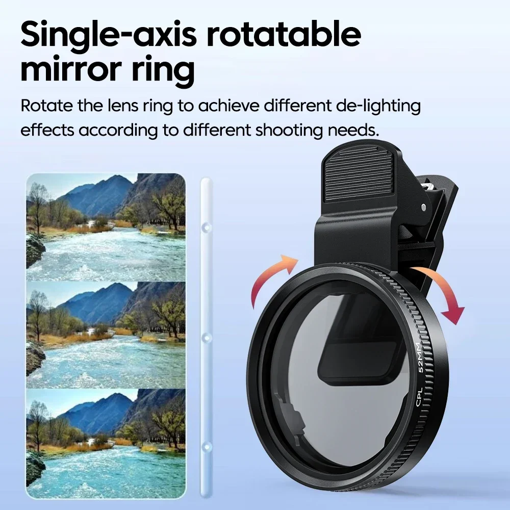 New 52mm CPL Mobile Phone Lens Filter Lens Clip Camera Accessories Circular Polarizer Filter for Canon Nikon for All Smartphone thumbnail 4