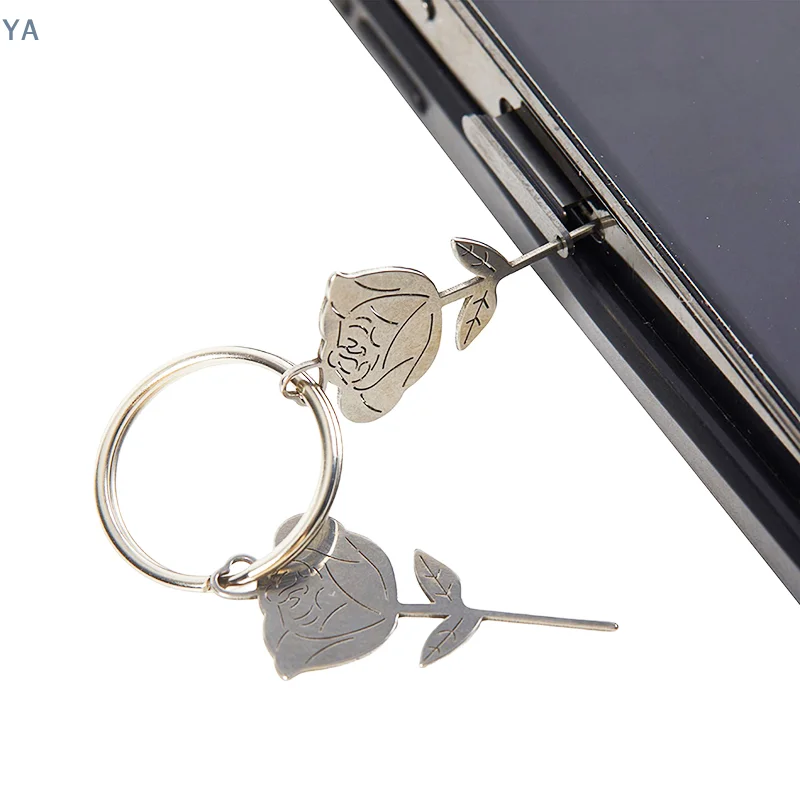 【YA】2Pcs/Set Rose Shape Stainless Steel Needle for Smartphone Sim Tray Removal Eject Pin Key Tool Universal Thimble thumbnail 2