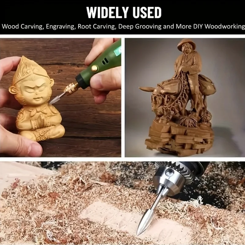 5 piece, wood carving tool set - perfect for rotating tools, woodworking, carving, grinding and DIY carving! thumbnail 2