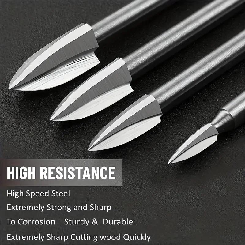 5 piece, wood carving tool set - perfect for rotating tools, woodworking, carving, grinding and DIY carving! thumbnail 3