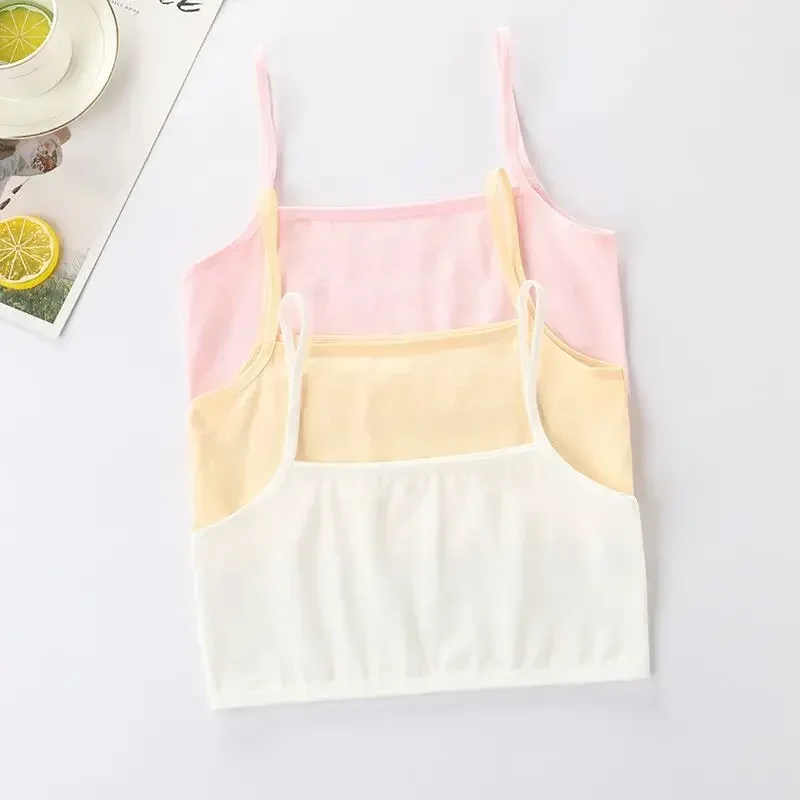 4PC Girls Solid Color Underwear Sport Wireless Small Training Puberty Bras Baby Girls Bra Undergarment Clothes thumbnail 2