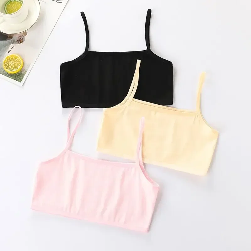 4PC Girls Solid Color Underwear Sport Wireless Small Training Puberty Bras Baby Girls Bra Undergarment Clothes thumbnail 3