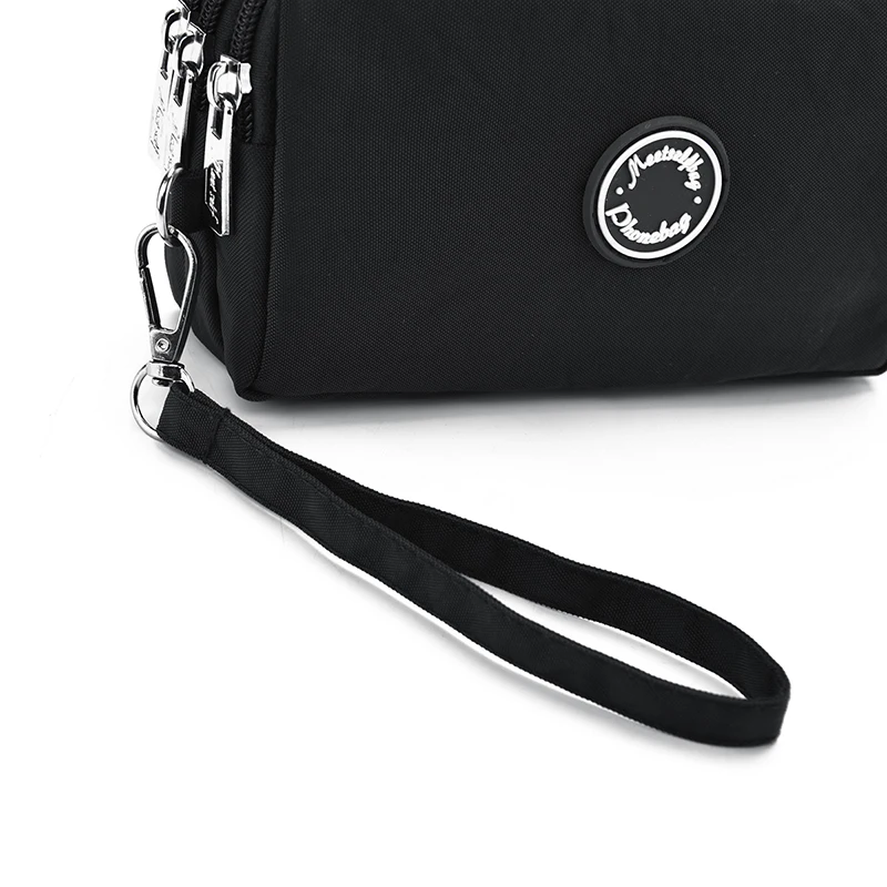 Waterproof 3 Layer Zipper Wristlet Wallet, Large Capacity Nylon Phone Clutch, Portable Travel Cosmetic Pouch with Wrist Strap fo thumbnail 5