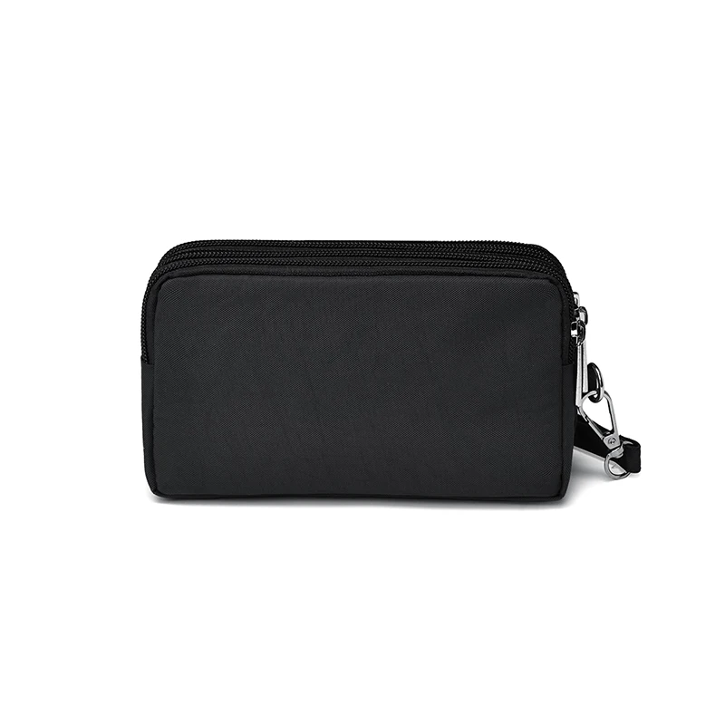 Waterproof 3 Layer Zipper Wristlet Wallet, Large Capacity Nylon Phone Clutch, Portable Travel Cosmetic Pouch with Wrist Strap fo thumbnail 4