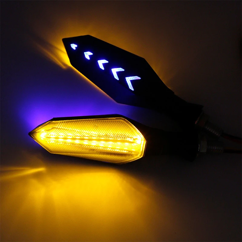 2PCS Universal Motorcycle LED Turn Signal Lamp Pair Sequential Flowing Flash Indicator 17 Amber Running Lights thumbnail 2