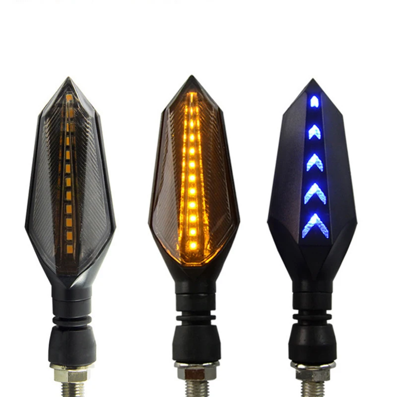 2PCS Universal Motorcycle LED Turn Signal Lamp Pair Sequential Flowing Flash Indicator 17 Amber Running Lights thumbnail 4