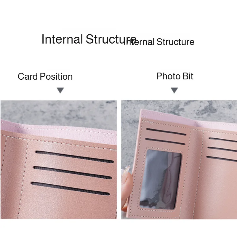 Women's Ultra Thin Wallet Multifunctional Triple Fold Glossy Short Card Holder Multi-Card Holder Mini Coin Purse for Students thumbnail 3