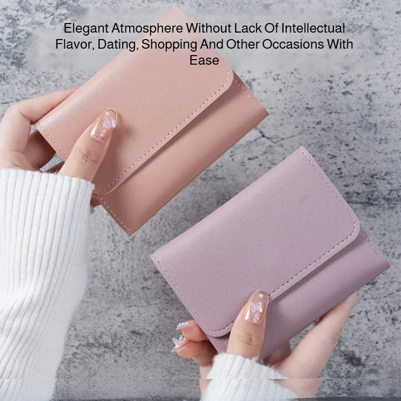 Women's Ultra Thin Wallet Multifunctional Triple Fold Glossy Short Card Holder Multi-Card Holder Mini Coin Purse for Students thumbnail 2