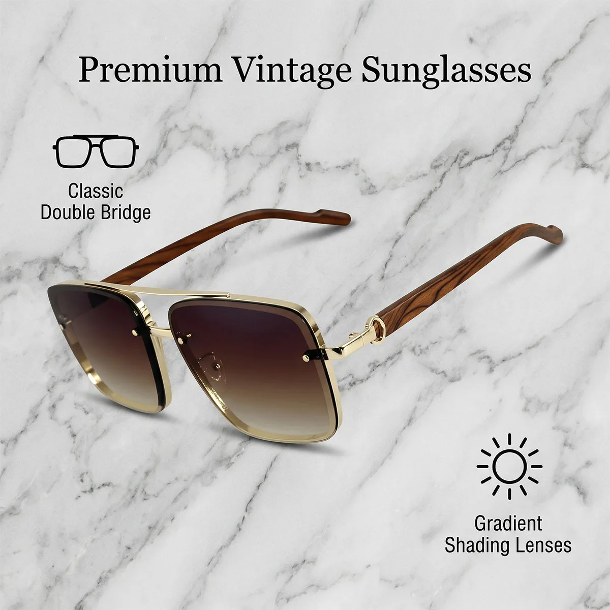 UV400 Protection Square Sunglasses Women Trendy Beach Vacation Brand Design Wooden Vintage Retro Sunglass Men Fashion Glasses thumbnail 5