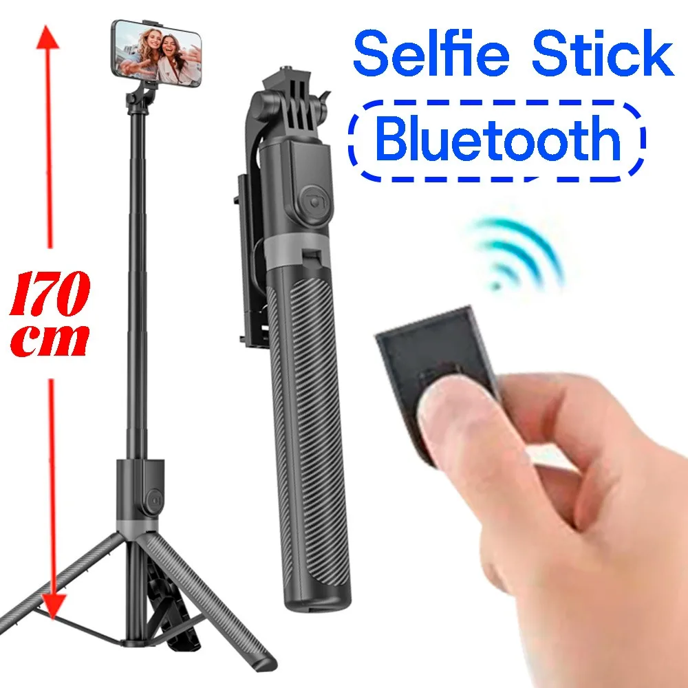 170cm Selfie Stick for Smartphone Reinforced Tripod with Bluetooth Multifunctional Portable CellPhone Tripow with Remote Control