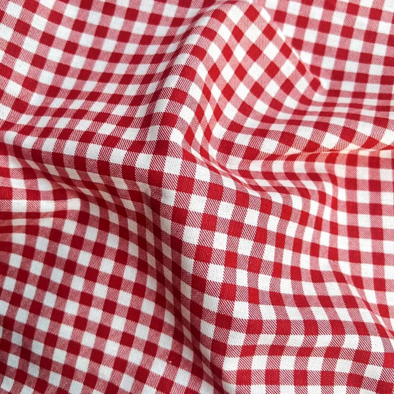Red Floral Yarn Dyed Polka Dot Cotton Fabric Vintage Soft Playful Cute Style Shirt Dress DIY Tablecloth Pillow Fabric for Sewing thumbnail 6