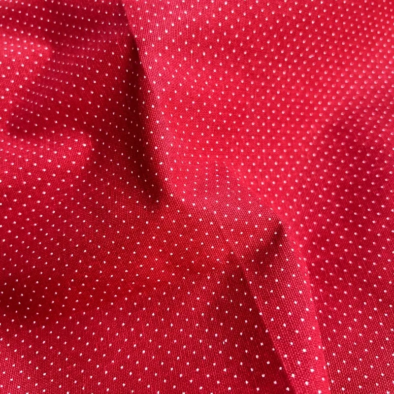Red Floral Yarn Dyed Polka Dot Cotton Fabric Vintage Soft Playful Cute Style Shirt Dress DIY Tablecloth Pillow Fabric for Sewing thumbnail 3