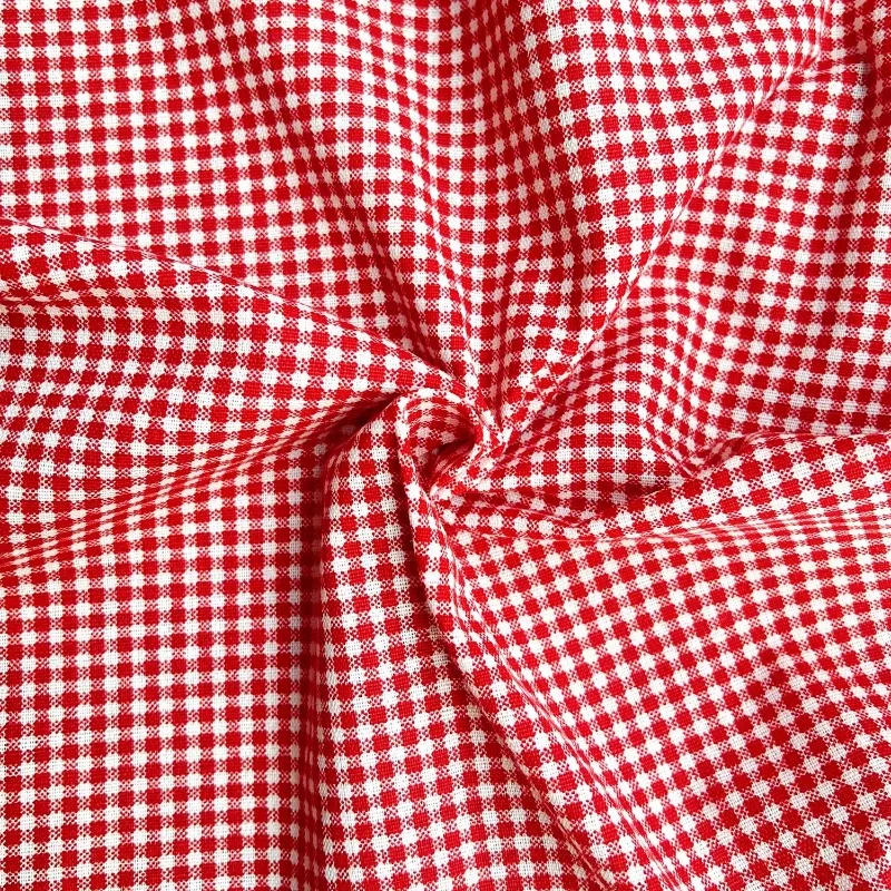 Red Floral Yarn Dyed Polka Dot Cotton Fabric Vintage Soft Playful Cute Style Shirt Dress DIY Tablecloth Pillow Fabric for Sewing thumbnail 5