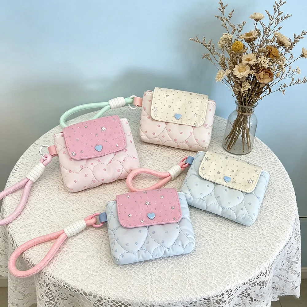 New Model Ins Style Kawaii Star Card Pack Button Design Sweet Soft Carry Around CCD Camera Earphone Storage Bag Gifts thumbnail 2