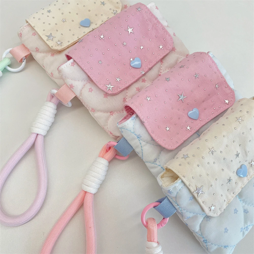 New Model Ins Style Kawaii Star Card Pack Button Design Sweet Soft Carry Around CCD Camera Earphone Storage Bag Gifts thumbnail 6