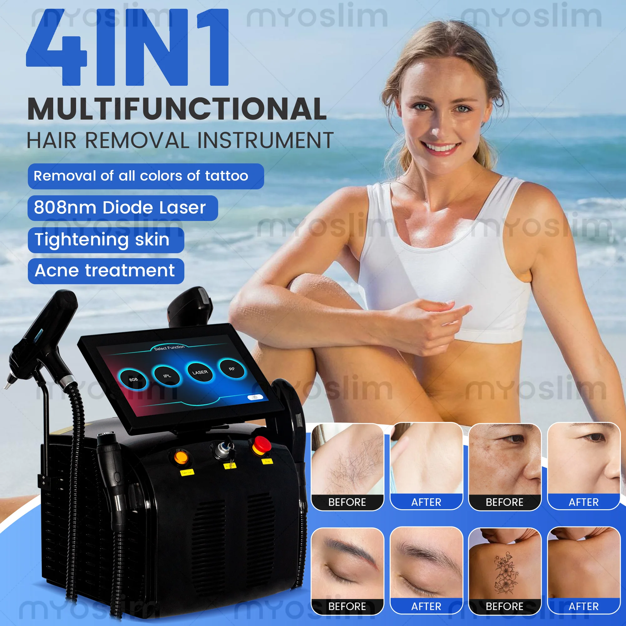 Professional 4in1 Diode Laser Pico Second Laser IPL RF Multifunctional Beauty Equipment for Hair Tattoo Removal thumbnail 4