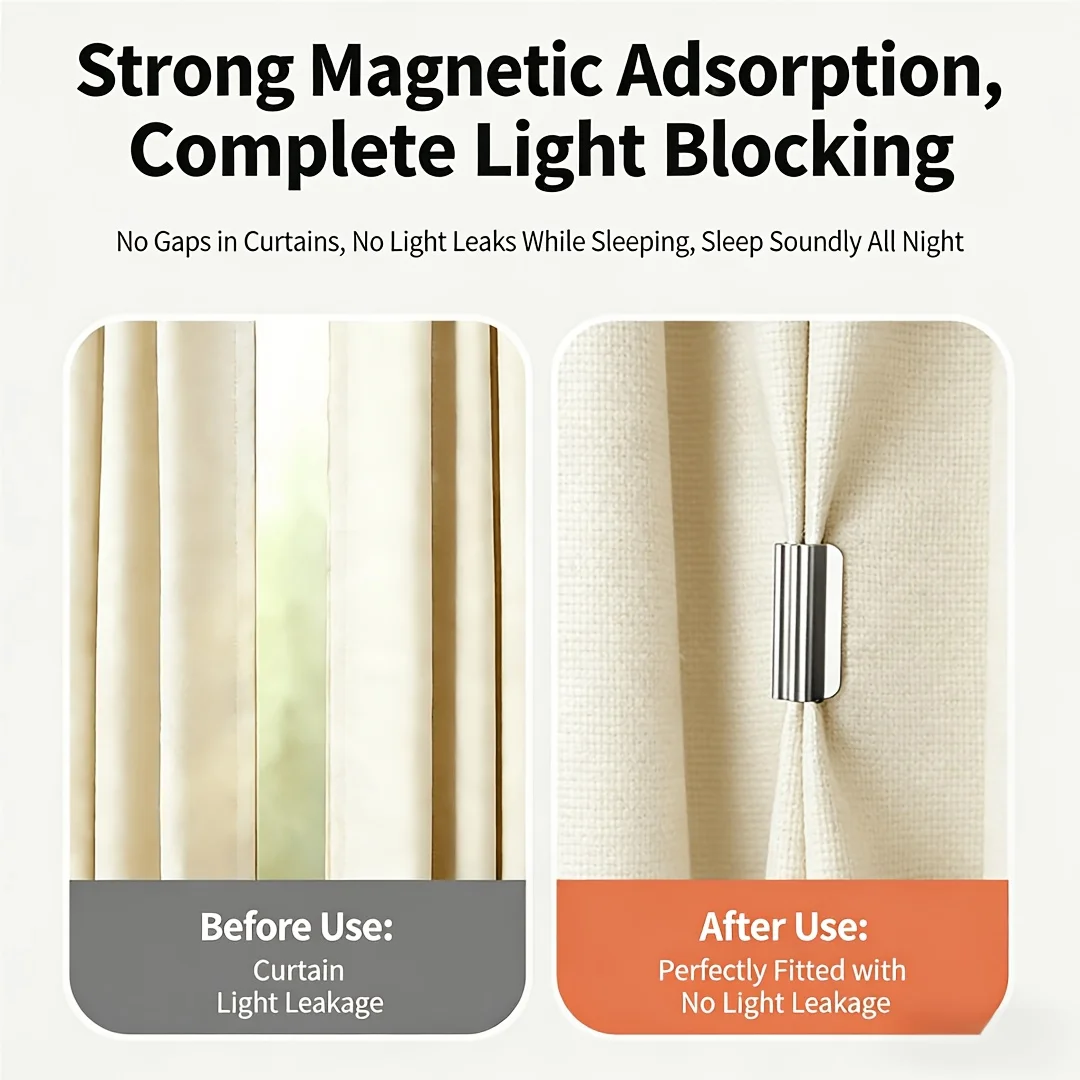 2/4Pairs Strong Magnetic Curtain Clips,for Prevent Light Leaking Keep Curtain Closed for Home Bedroom Office Curtain Draperies thumbnail 2