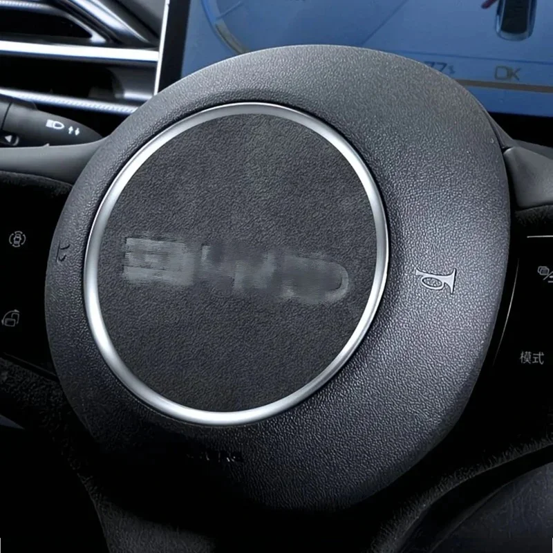 For BYD Dolphin Car Steering Wheel Center Sticker Suede Leather Cover Auto Accessories